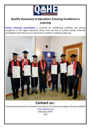 Quality Assurance in Education: Ensuring Excellence in Learning