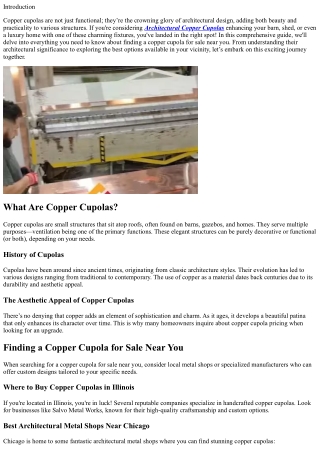 Finding a Copper Cupola for Sale Near You