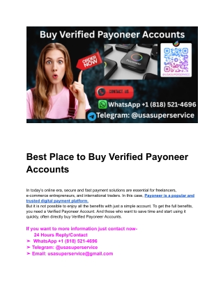 Best Place to Buy Verified Payoneer Accounts