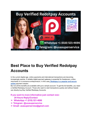 Best Place to Buy Verified Redotpay  Accounts