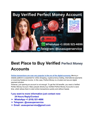 Best Place to Buy Verified Perfect Money  Accounts