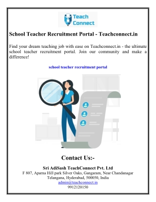 School Teacher Recruitment Portal - Teachconnect.in