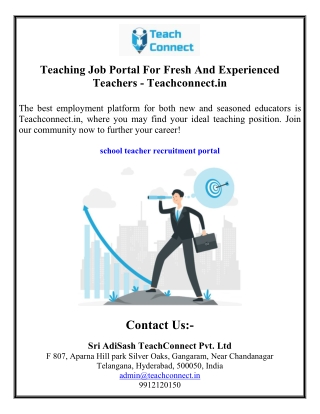 Teaching Job Portal For Fresh And Experienced Teachers - Teachconnect.in