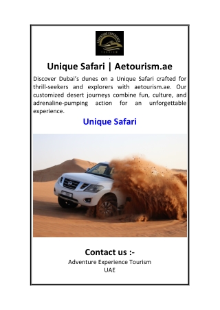 Unique Safari  Aetourism.ae