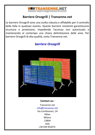Barriere Orsogrill | Transenne.net