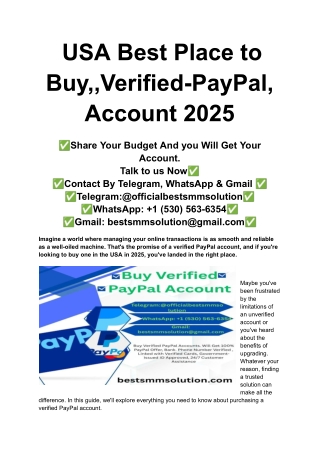 _USA Best Place to Buy,,Verified-PayPal,Account 2025