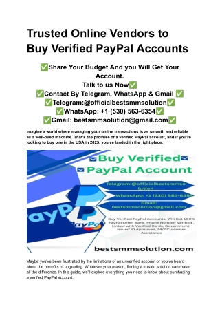 Trusted Online Vendors to Buy Verified PayPal Accounts
