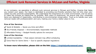 Efficient Junk Removal Services in McLean and Fairfax, Virginia