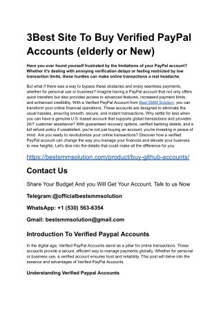 3Best Site To Buy Verified PayPal Accounts (elderly or New)