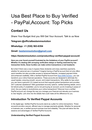 Usa Best Place to Buy,,Verified-Paypal,Account_ Top Picks