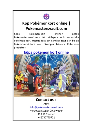 Köp Pokémonkort online  Pokemastersvault.com