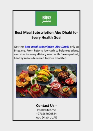 Best Meal Subscription Abu Dhabi for Every Health Goal