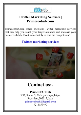 Twitter Marketing Services  Primeseohub.com