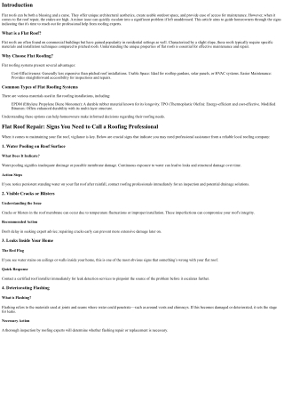 Flat Roof Repair: Signs You Need to Call a Roofing Professional