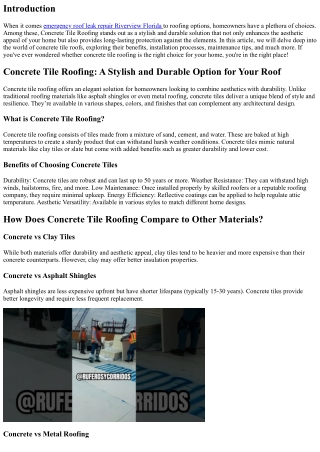 Concrete Tile Roofing: A Stylish and Durable Option for Your Roof