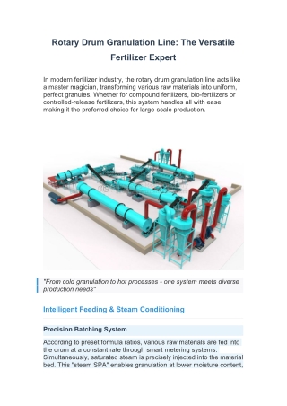 Rotary Drum Granulation Line: The Versatile Fertilizer Expert