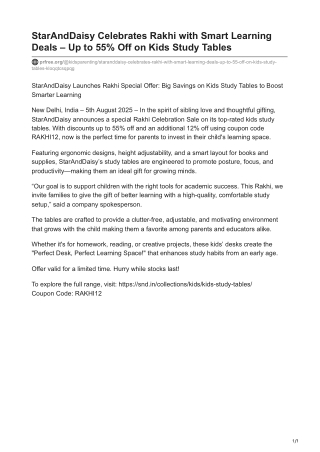 StarAndDaisy Celebrates Rakhi with Smart Learning Deals – Up to 55% Off on Kids Study Tables