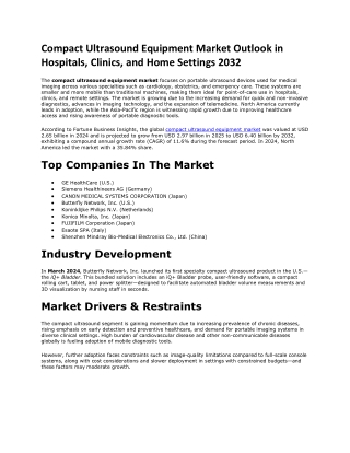 Compact Ultrasound Equipment Market Strategic Outlook & Long-Term Forecast 2032
