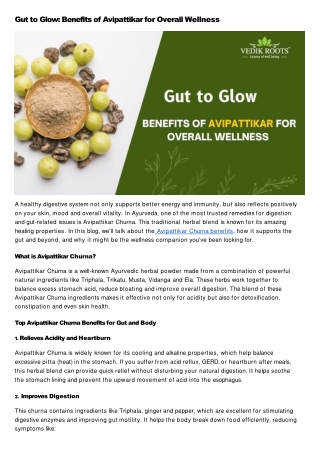 Gut to Glow Benefits of Avipattikar for Overall Wellness