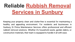 Reliable Rubbish Removal Services in Sunbury
