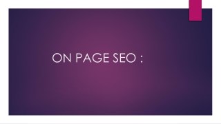 ON PAGE SEO