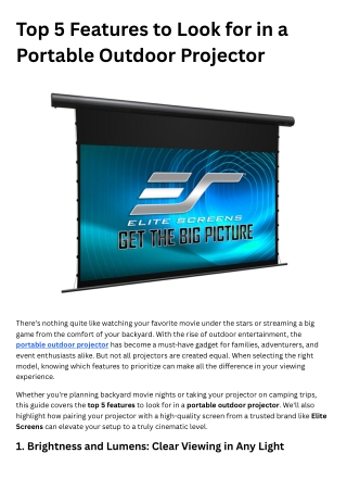 Top 5 Features to Look for in a Portable Outdoor Projector