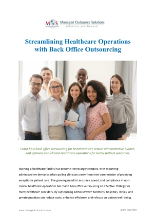 Streamlining Healthcare Operations with Back Office Outsourcing