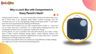 BentoBliss: Revolutionizing School Lunches with Smart Compartment Lunch Boxes