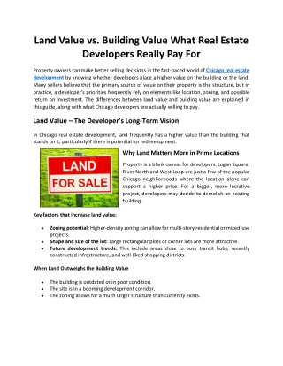 Land Value vs. Building Value What Real Estate Developers Really Pay For