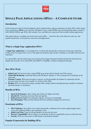 Single Page Applications