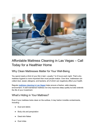 Post 4 - Affordable Mattress Cleaning in Las Vegas