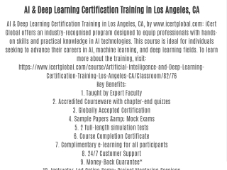 AI & Deep Learning Certification Training in Los Angeles, CA