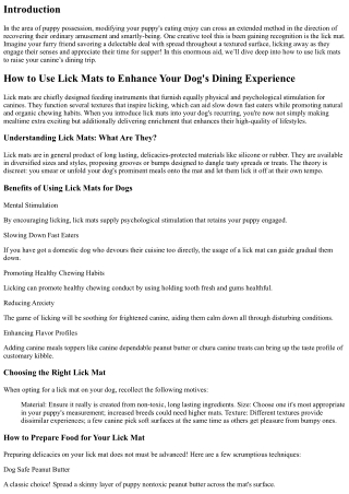 How to Use Lick Mats to Enhance Your Dog's Dining Experience