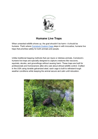 Humane Live Traps by Comstock Custom Cage