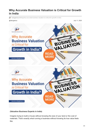 valugenius.in-Why Accurate Business Valuation is Critical for Growth in India
