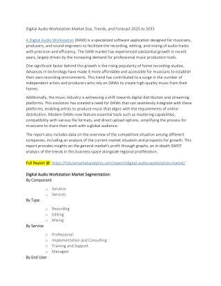 Global Digital Audio Workstation Market Overview & Emerging Trends