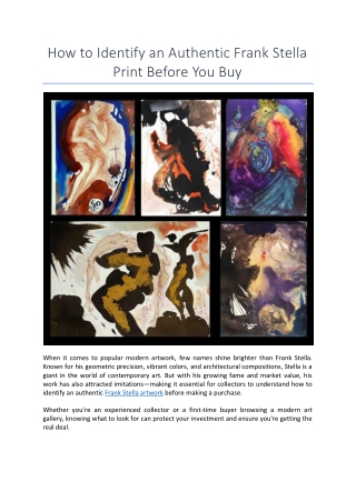 How to Identify an Authentic Frank Stella Print Before You Buy