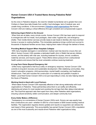 Human Concern USA A Trusted Name Among Palestine Relief Organizations