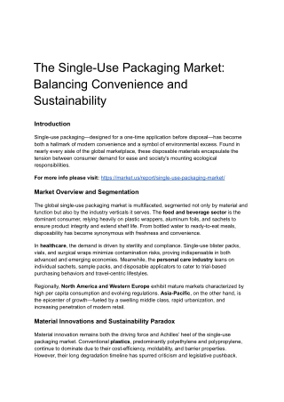 Single Use Packaging Market