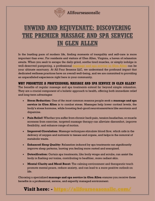 Discovering the Premier Massage and Spa Service in Glen Allen