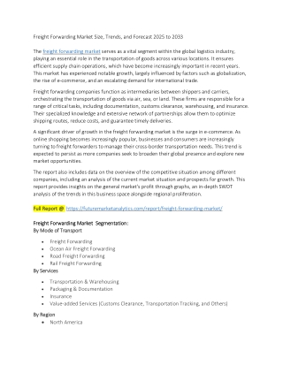 Explore Opportunities in the Global Freight Forwarding Market