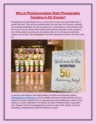 Why Is Photojournalism Style Photography Trending in DC Events?