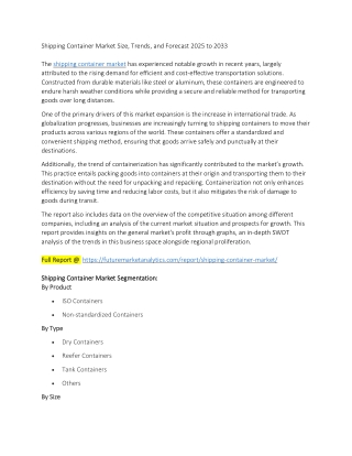 Future of the Shipping Container Market: Innovation & Sustainability