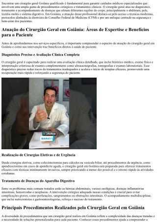 Cirurgião geral Goiânia: cuidados rápidos para sua saúde essencial