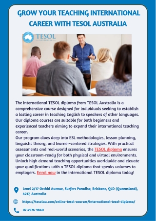 Grow Your Teaching International Career with TESOL Australia