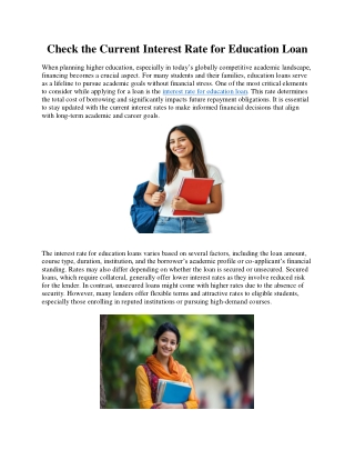 Check the Current Interest Rate for Education Loan