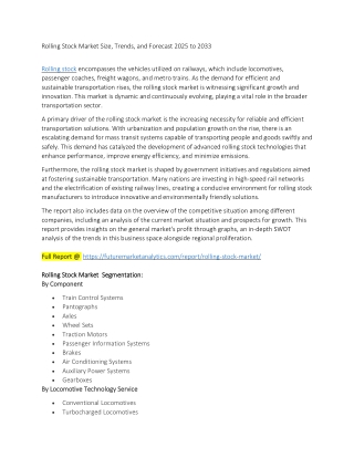 Global Rolling Stock Market Trends and Growth Outlook