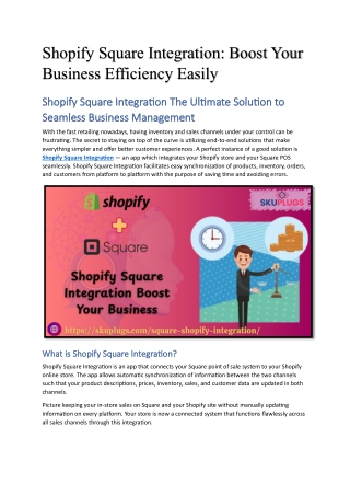 Shopify Square Integration: Boost Your Business Efficiency Easily