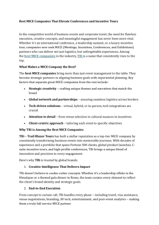 Best MICE Companies That Elevate Conferences and Incentive Tours