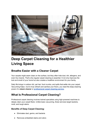 Post 26 - Deep Carpet Cleaning for a Healthier Living Space